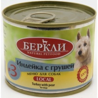 Беркли Local консервы для собак №3 Индейка с грушей, 200 г